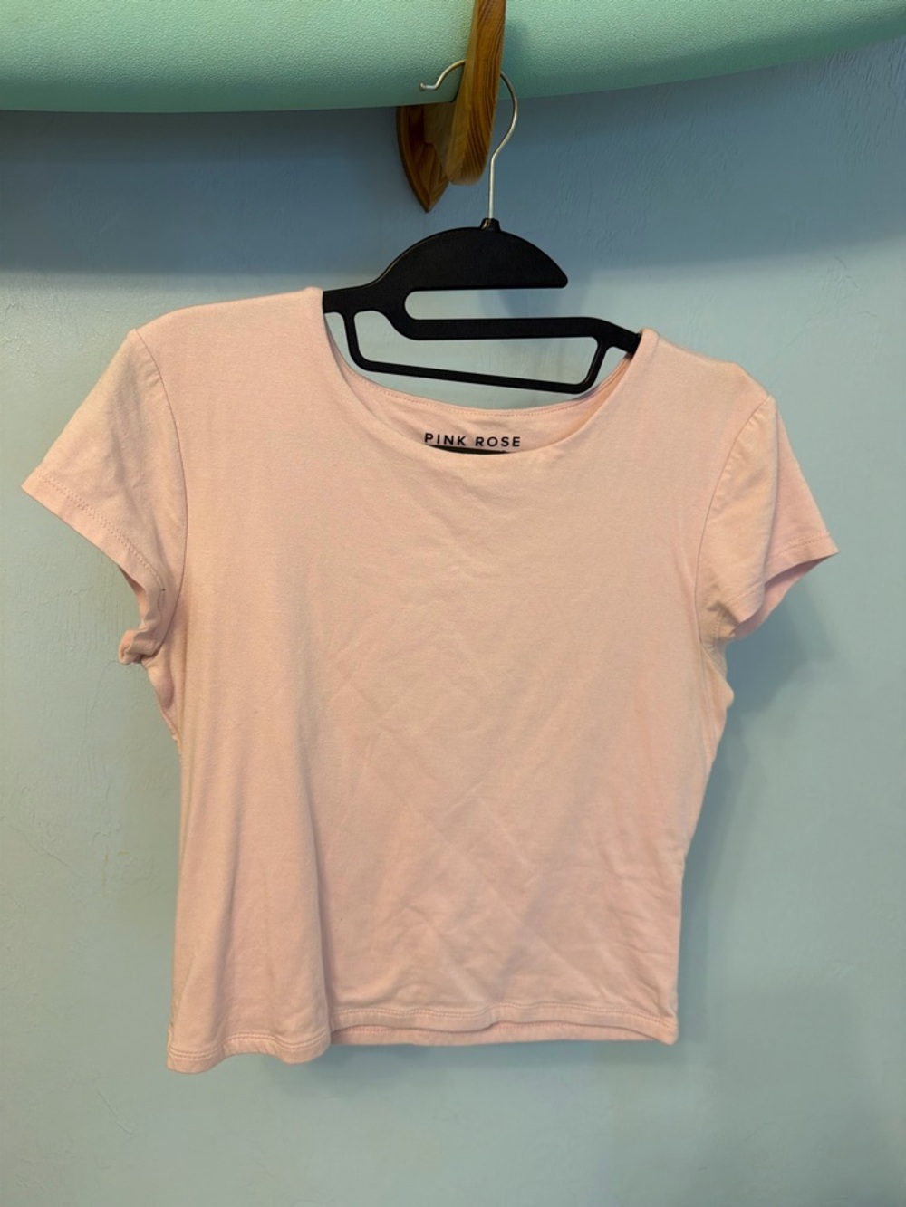 Pink Rose Light Pink Cropped Crewneck Tee